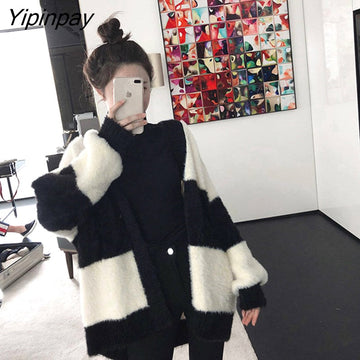 Yipinpay Mink Fur Coat Women 2023 Autumn and Winter New Loose Outerwear Female Jacket